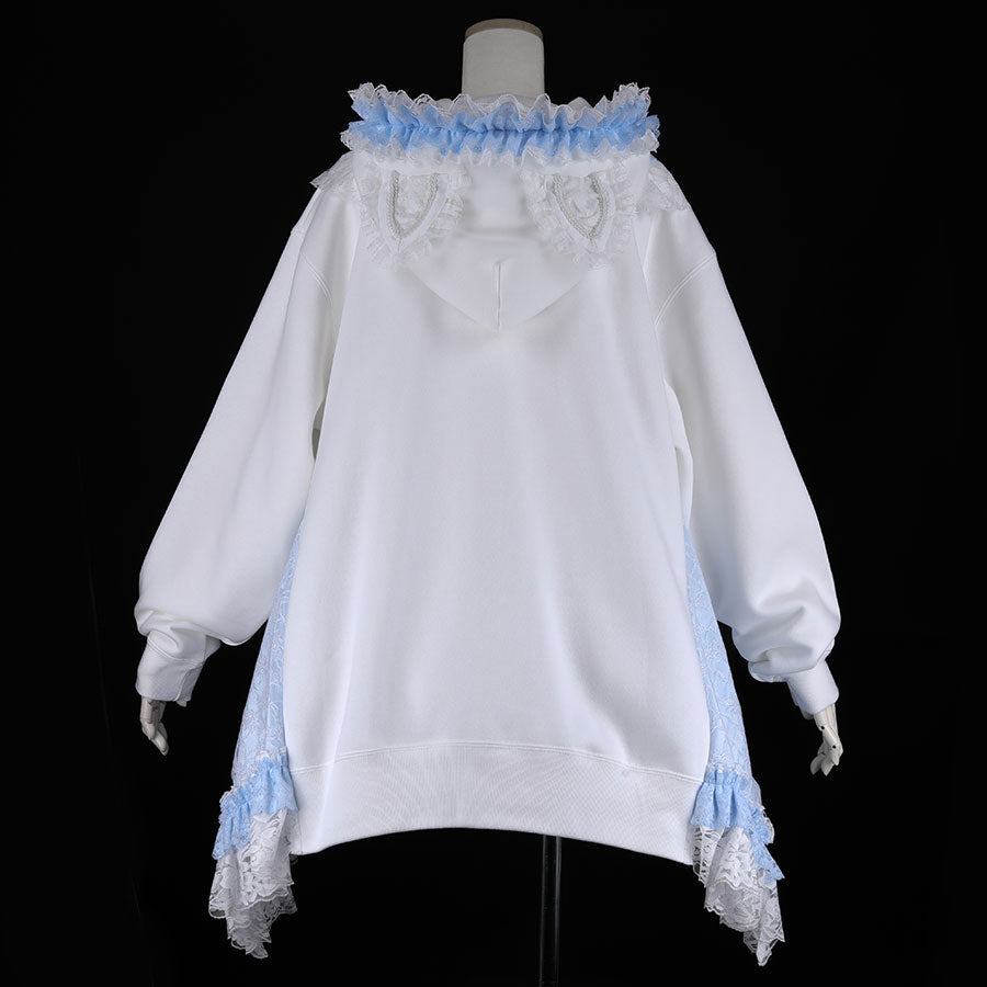 H&A CAT LACE EARS DRESS PARKA (WHITE x BLUE)