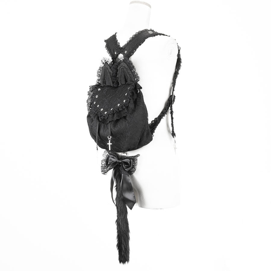 迷你猫咪铆钉背带包（黑色）