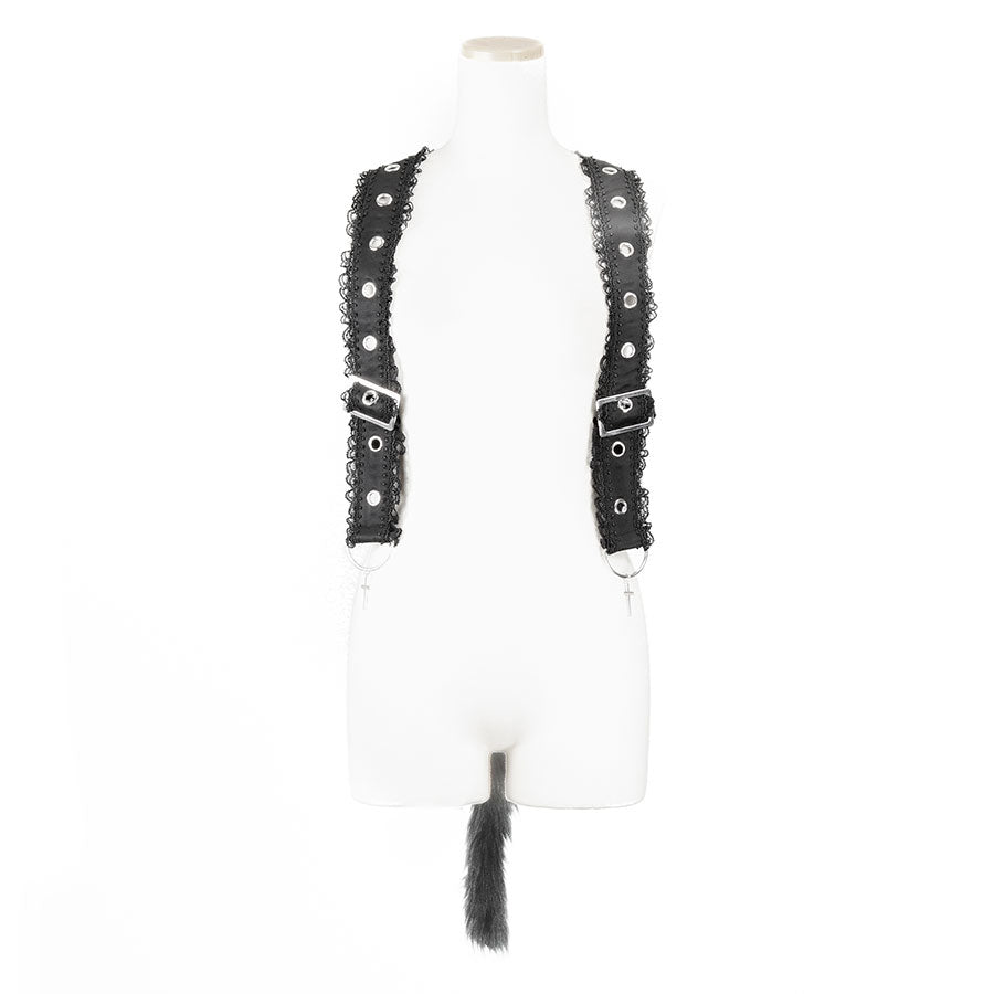 迷你猫咪铆钉背带包（黑色）