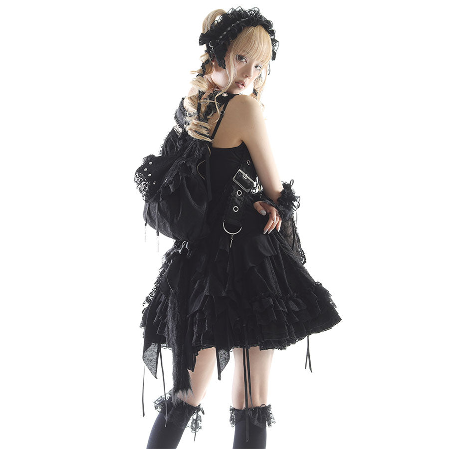 迷你猫咪铆钉背带包（黑色）