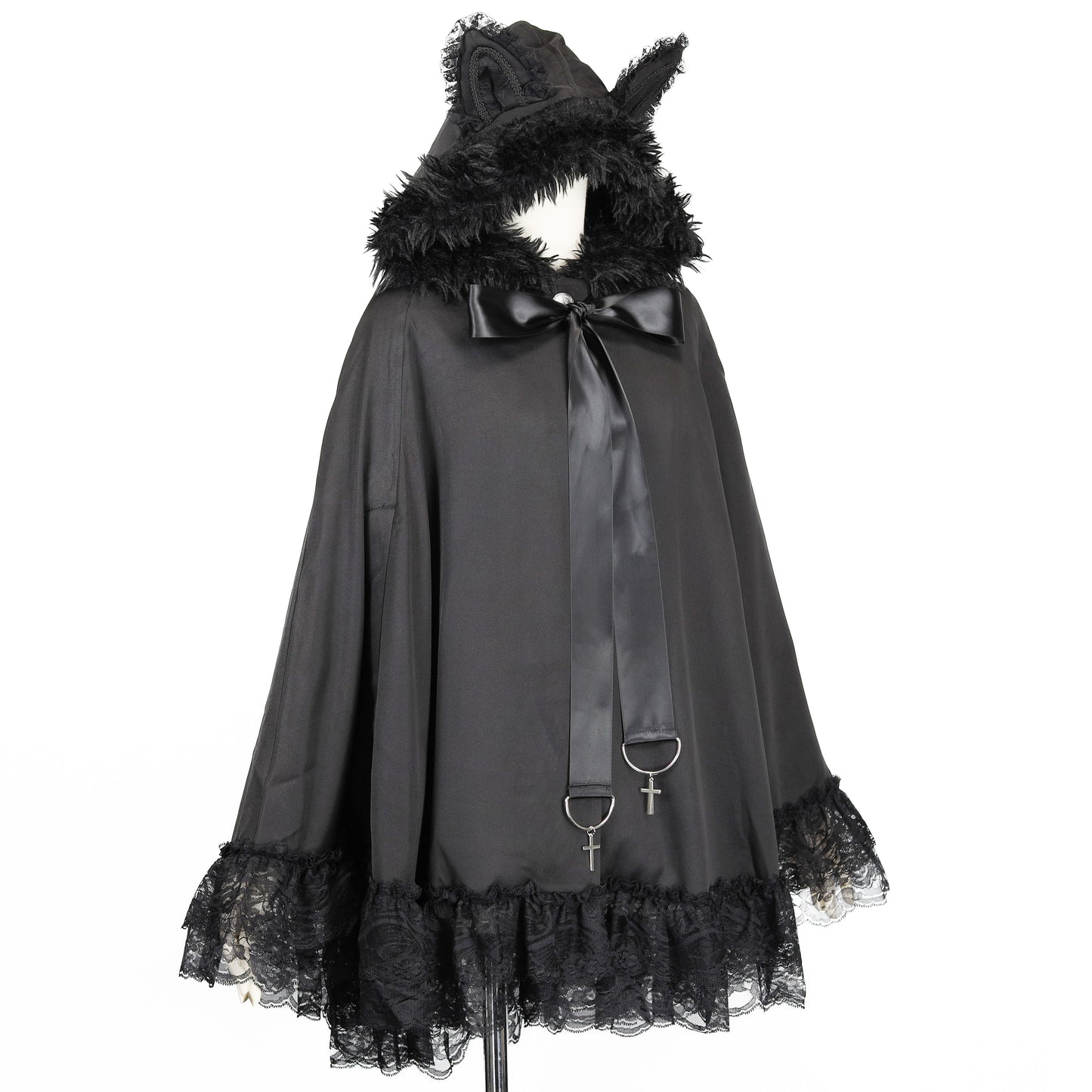 猫毛连帽斗篷（黑色）