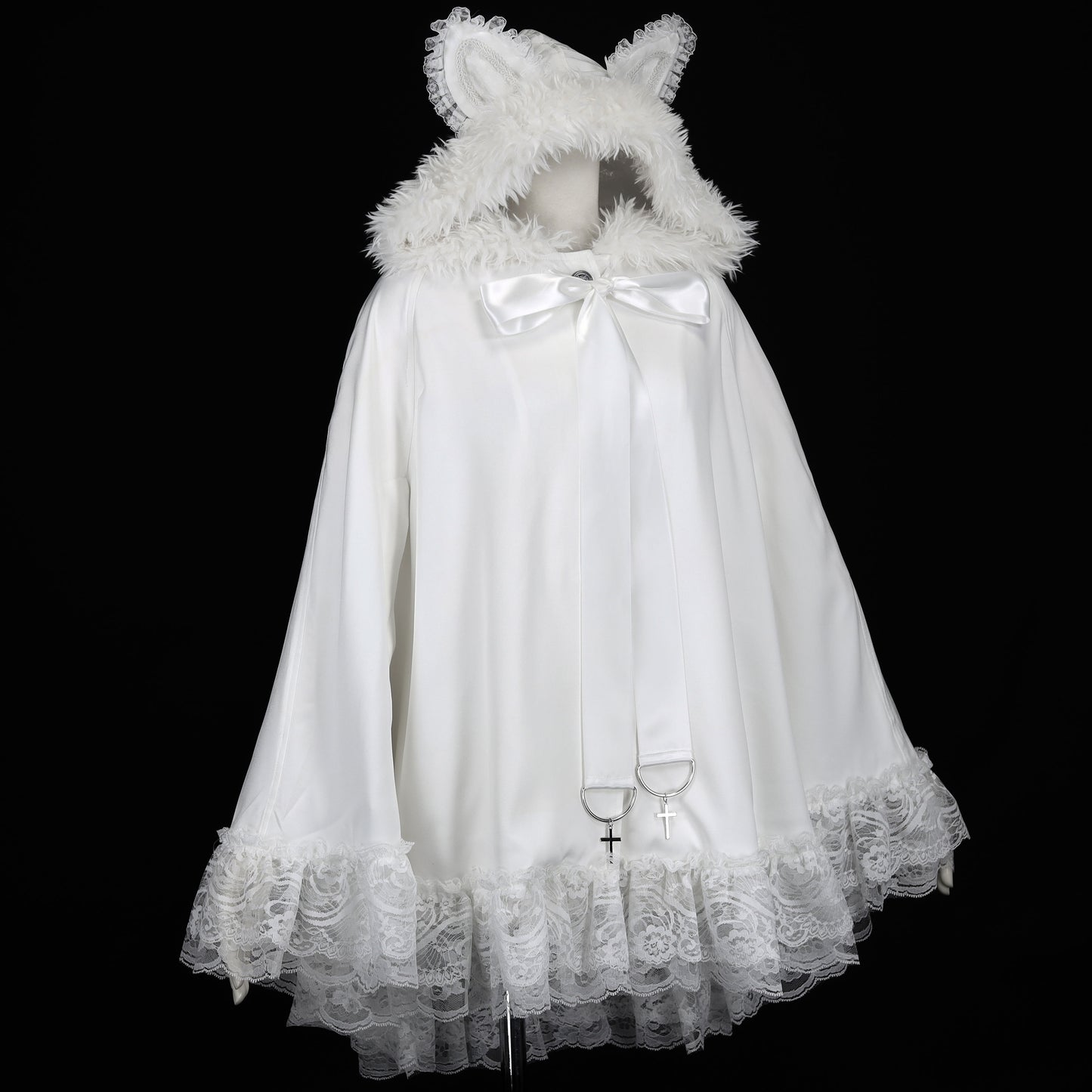 猫毛连帽斗篷（白色）