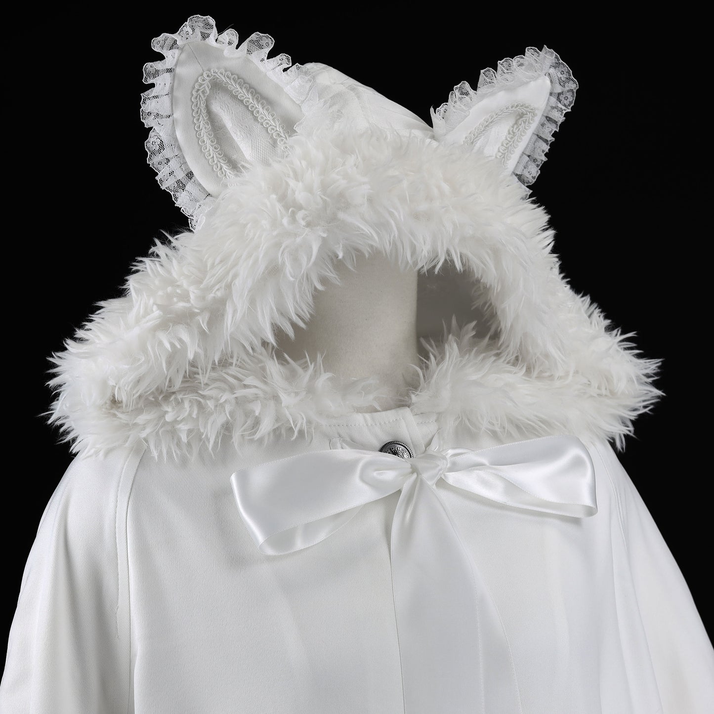 猫毛连帽斗篷（白色）