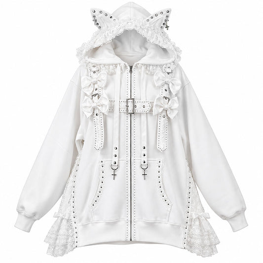 METAL CAT ENAMEL RIBBON DRESS PARKA (WHITE)