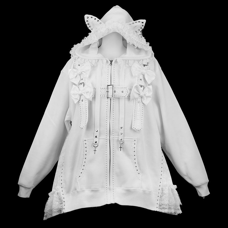 METAL CAT ENAMEL RIBBON DRESS PARKA (WHITE)