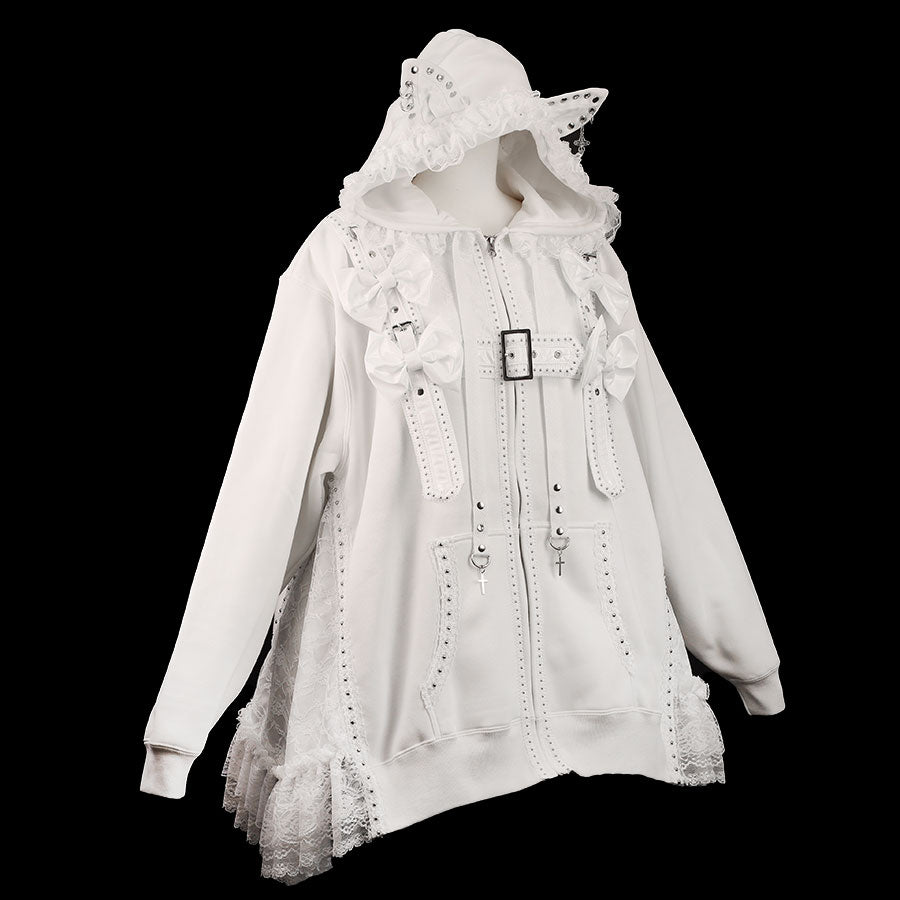 METAL CAT ENAMEL RIBBON DRESS PARKA (WHITE)