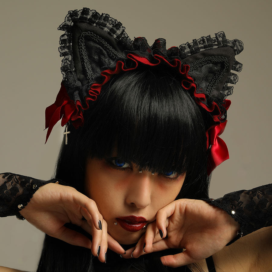H&A CAT EARS HEAD DRESS (BLACK x RED)