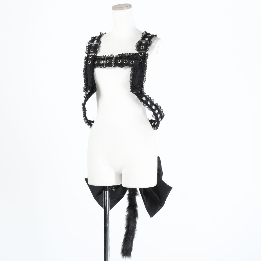 CAT TAIL RIBBON HARNESS (BLACK or WHITE SELECT)