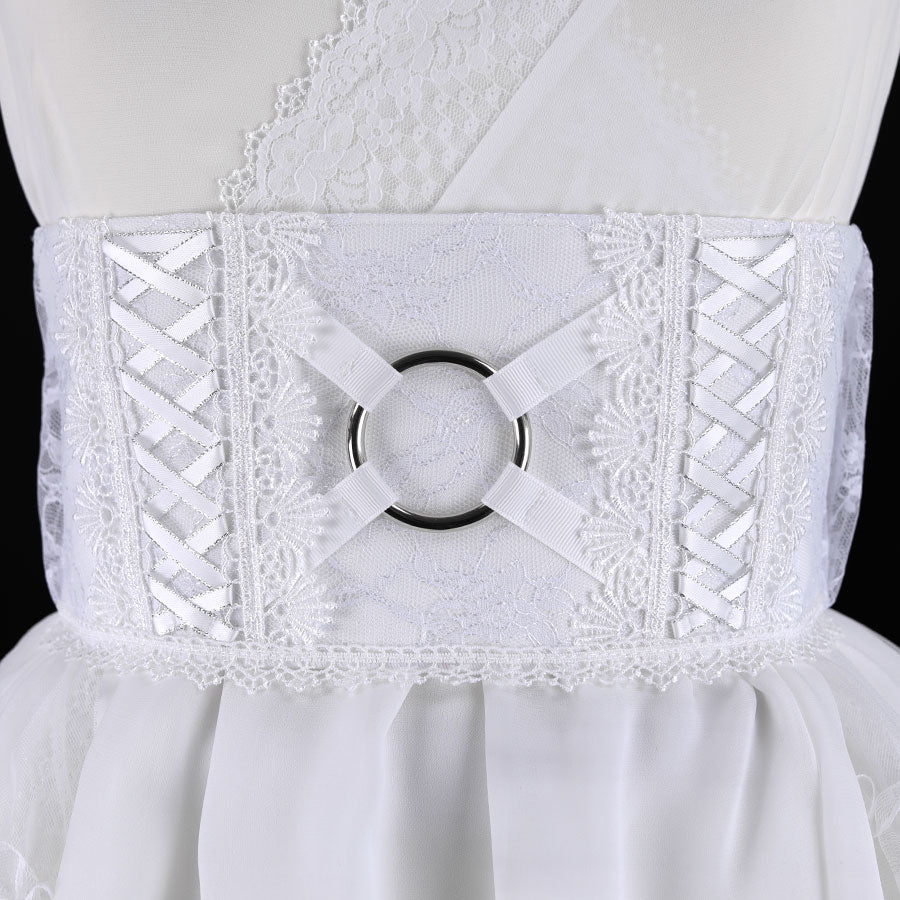 BUTTERFLY WING RIBBON OBI BELT (WHITE) 2 sizes