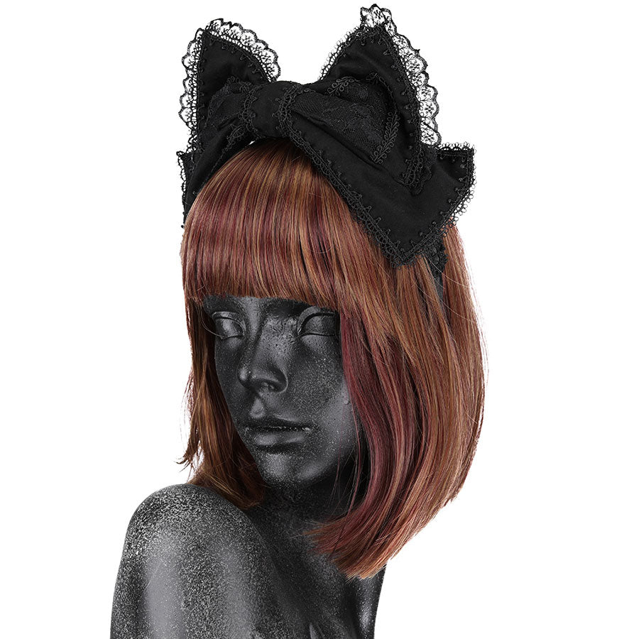 CAT EAR RIBBON HEAD BAND (BLACK)