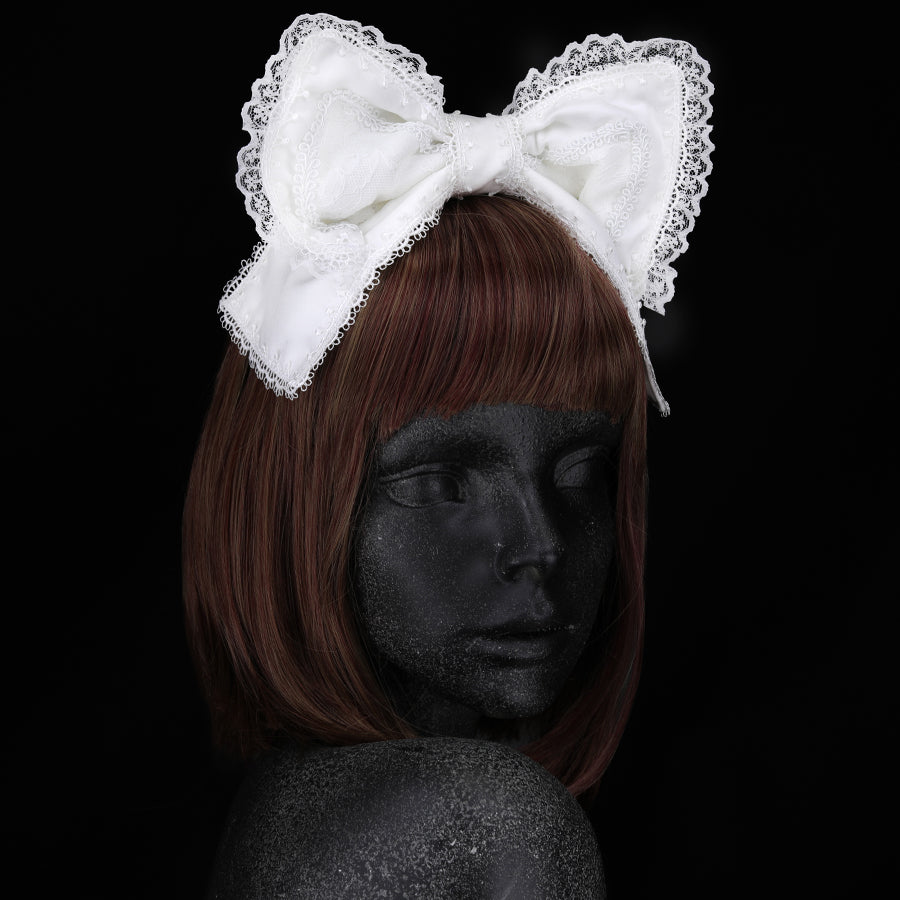 CAT EAR RIBBON HEAD BAND (WHITE)