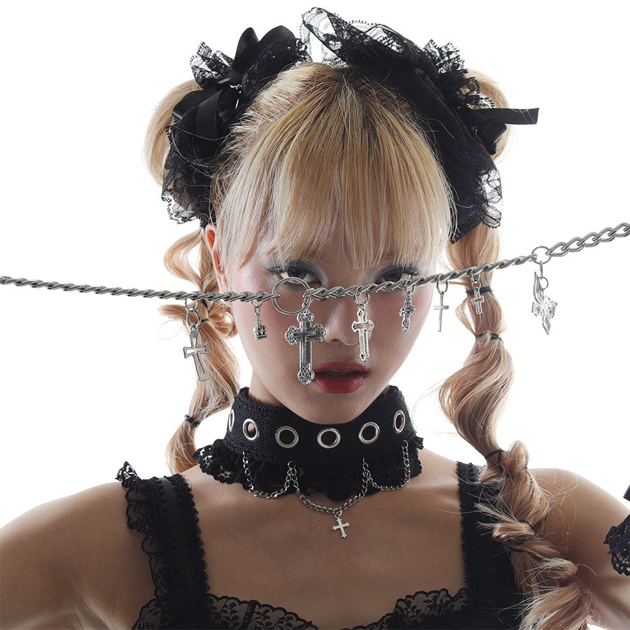 孔眼腰带颈链（黑色）