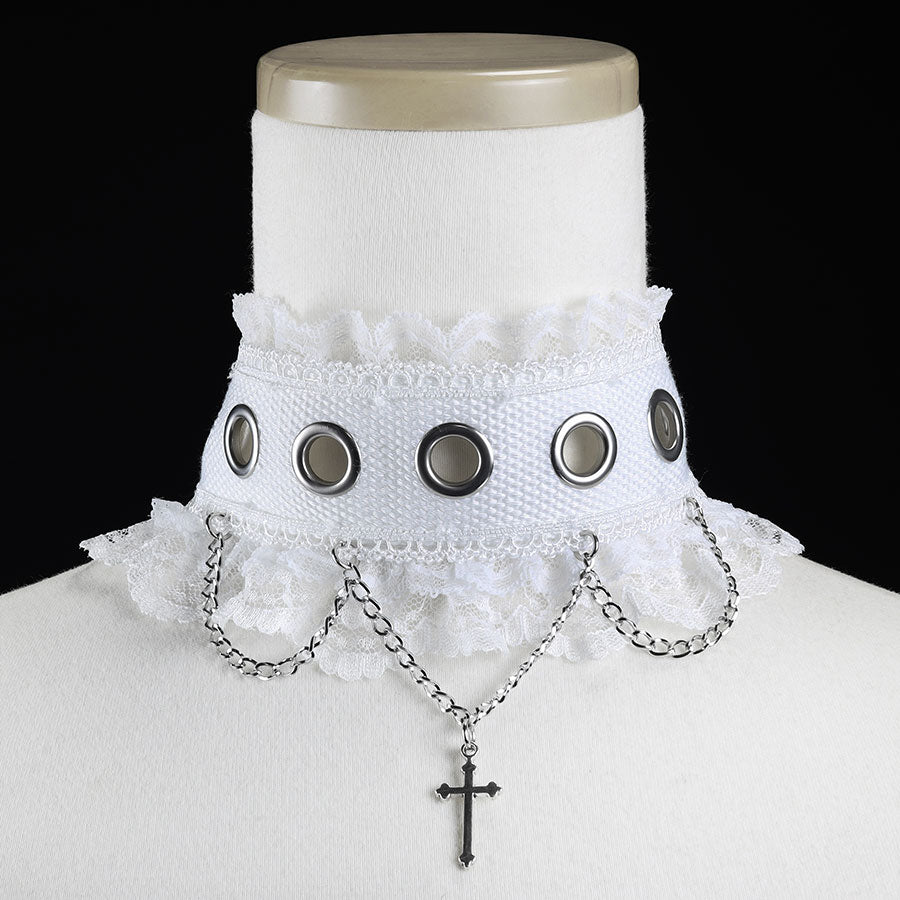 孔眼腰带颈链（白色）