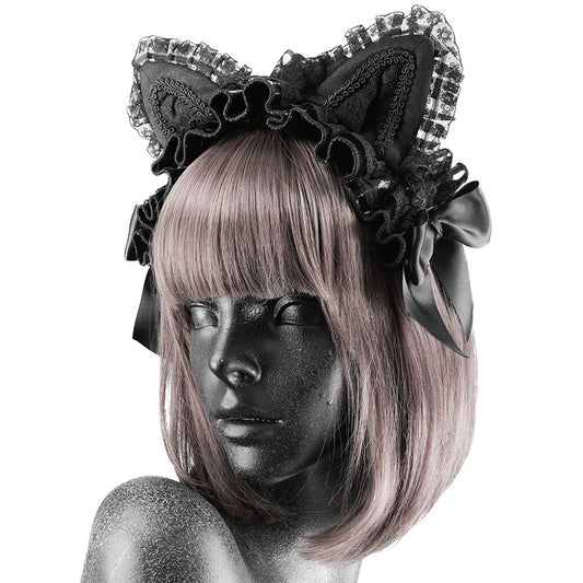 ENAMEL CAT EAR HEAD DRESS (BLACK)