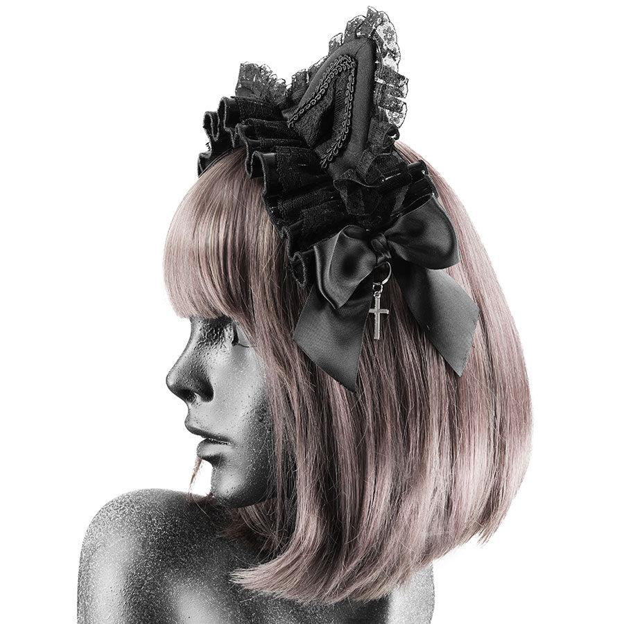 ENAMEL CAT EAR HEAD DRESS (BLACK)