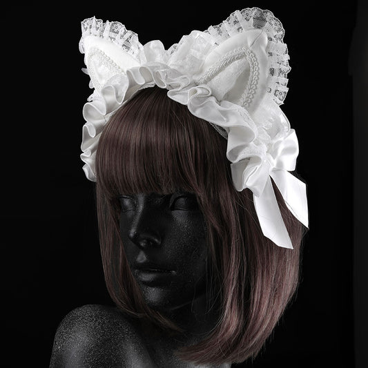 ENAMEL CAT EAR HEAD DRESS (WHITE)