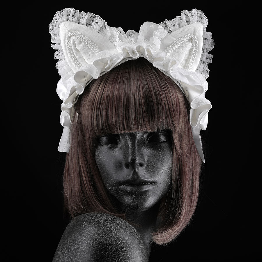 ENAMEL CAT EAR HEAD DRESS (WHITE)