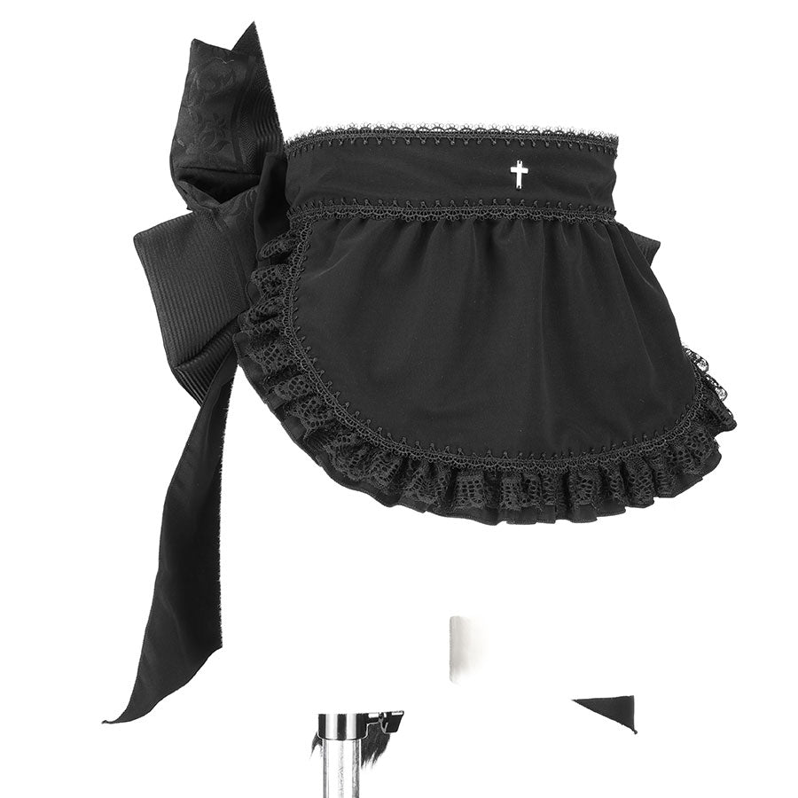 FRILL CAT EARS MINI APRON RIBBON OBI (BLACK)