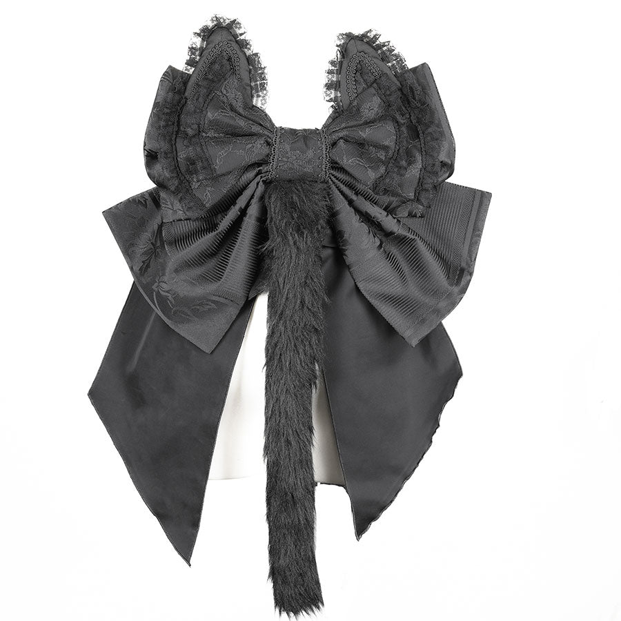 FRILL CAT EARS MINI APRON RIBBON OBI (BLACK)
