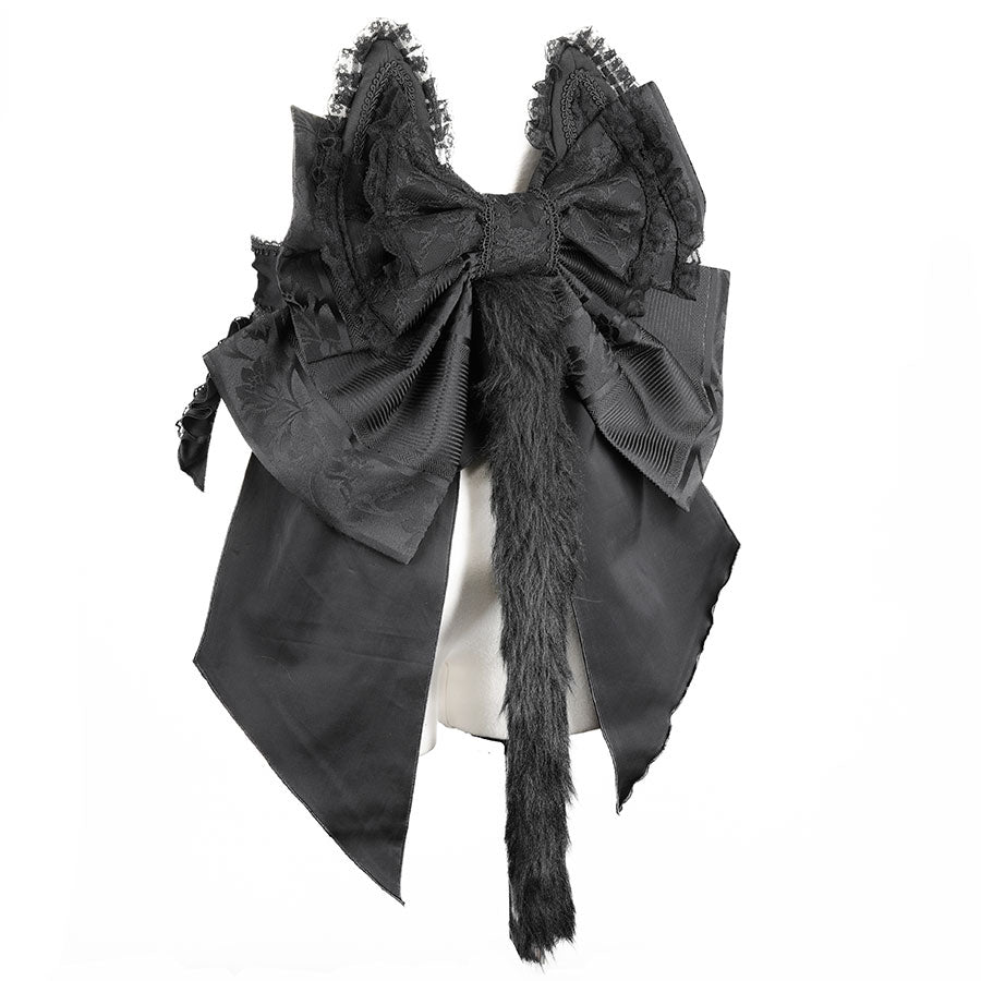 FRILL CAT EARS MINI APRON RIBBON OBI (BLACK)