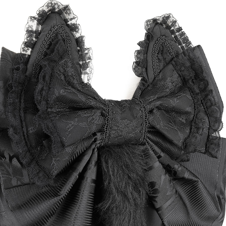 FRILL CAT EARS MINI APRON RIBBON OBI (BLACK)