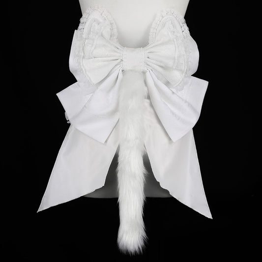 FRILL CAT EARS MINI APRON RIBBON OBI (WHITE)