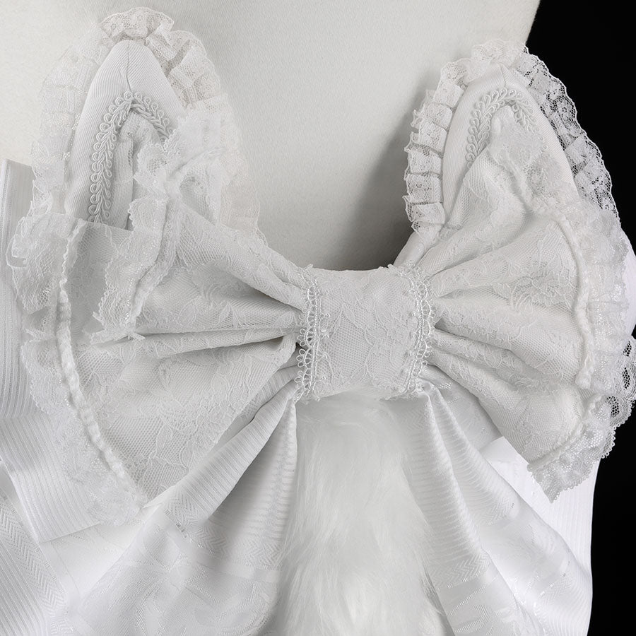 FRILL CAT EARS MINI APRON RIBBON OBI (WHITE)