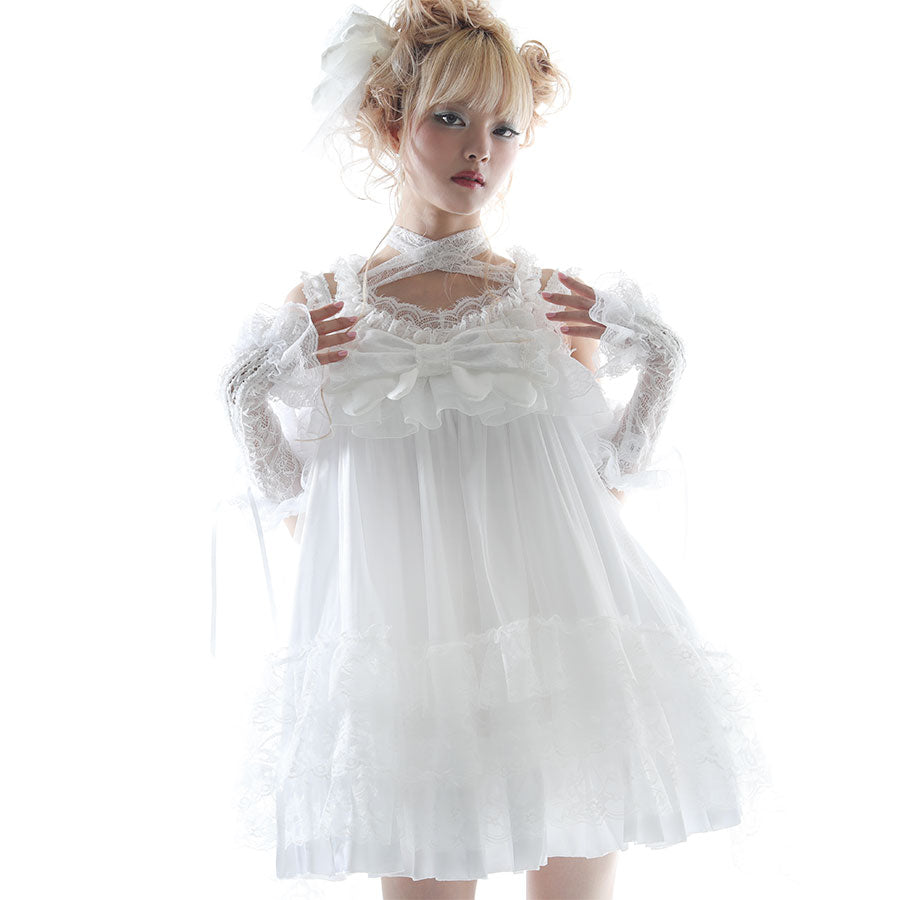 [1 month pre-order] NEQ RIBBON WING ONE PIECE (WHITE)