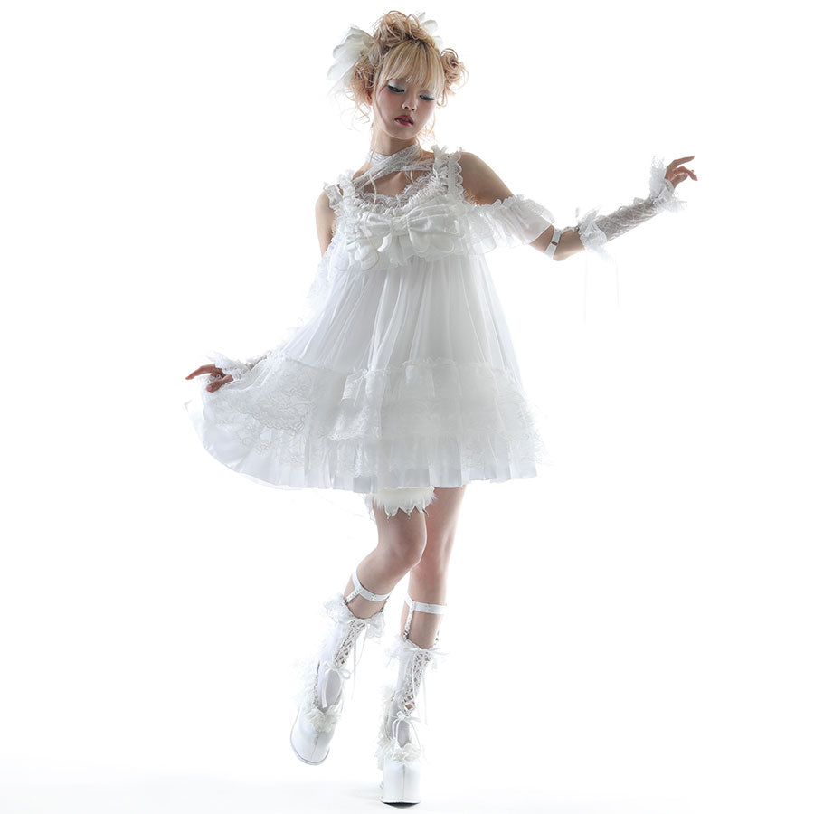 [1 month pre-order] NEQ RIBBON WING ONE PIECE (WHITE)