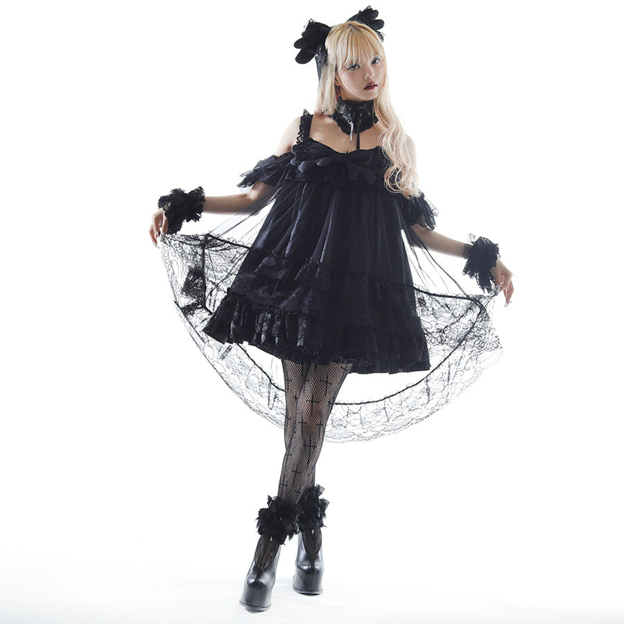 [1 month pre-order] NEQ RIBBON WING ONE PIECE (BLACK)