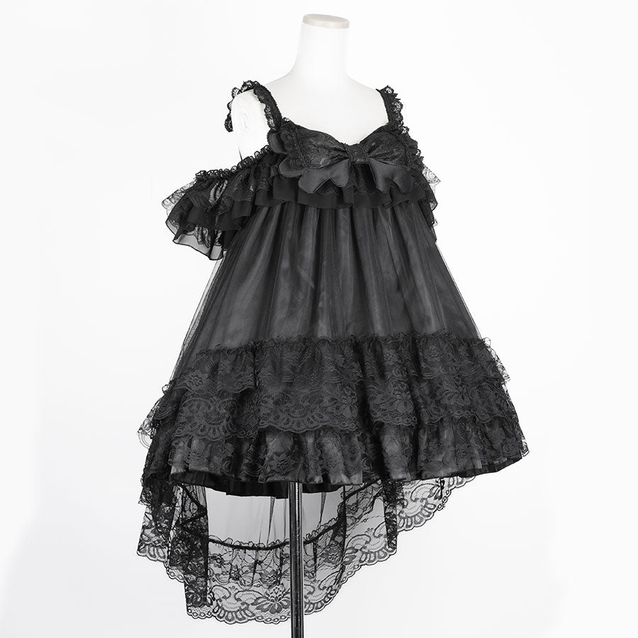 [1 month pre-order] NEQ RIBBON WING ONE PIECE (BLACK)