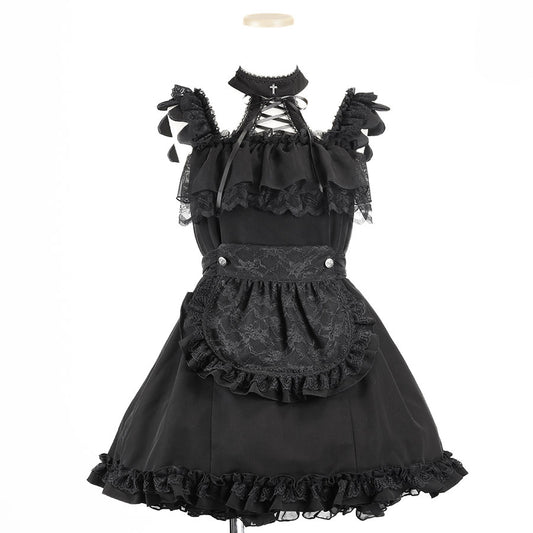 ANGEL MAID APRON DRESS (BLACK)