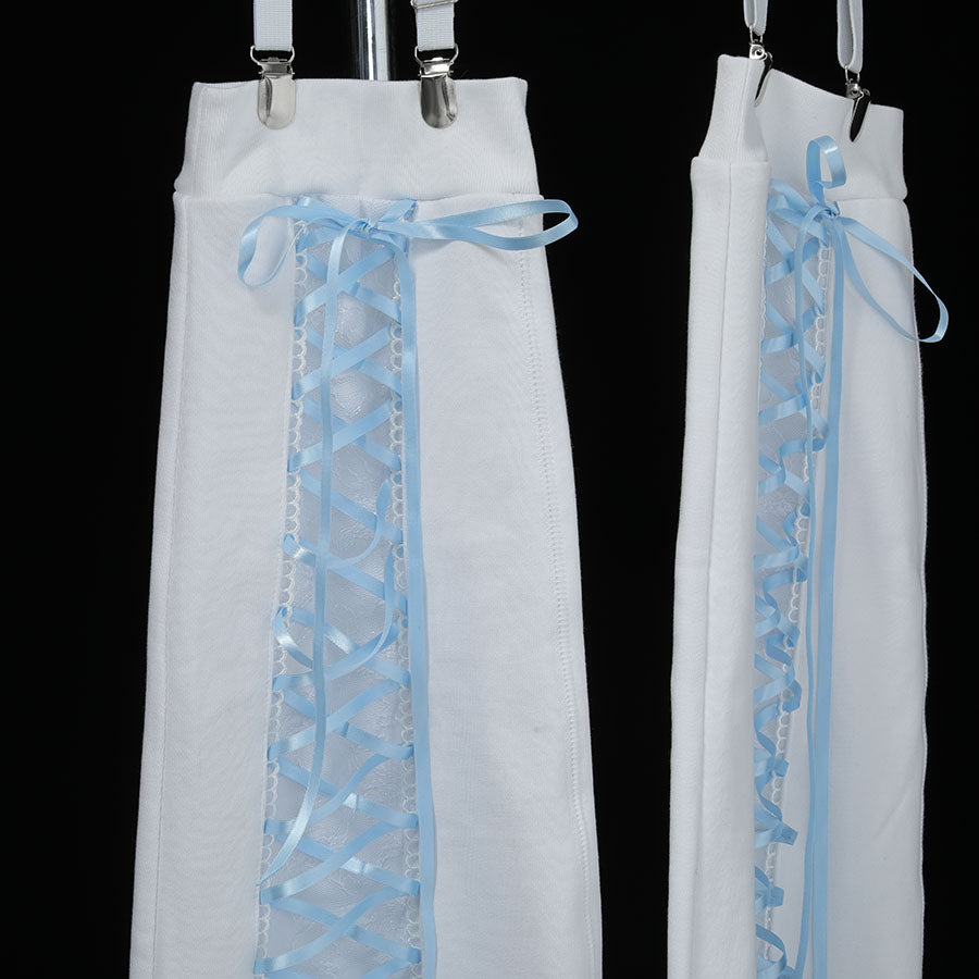 H&A Mini Sweat Frill Pants (WHITE x BLUE)