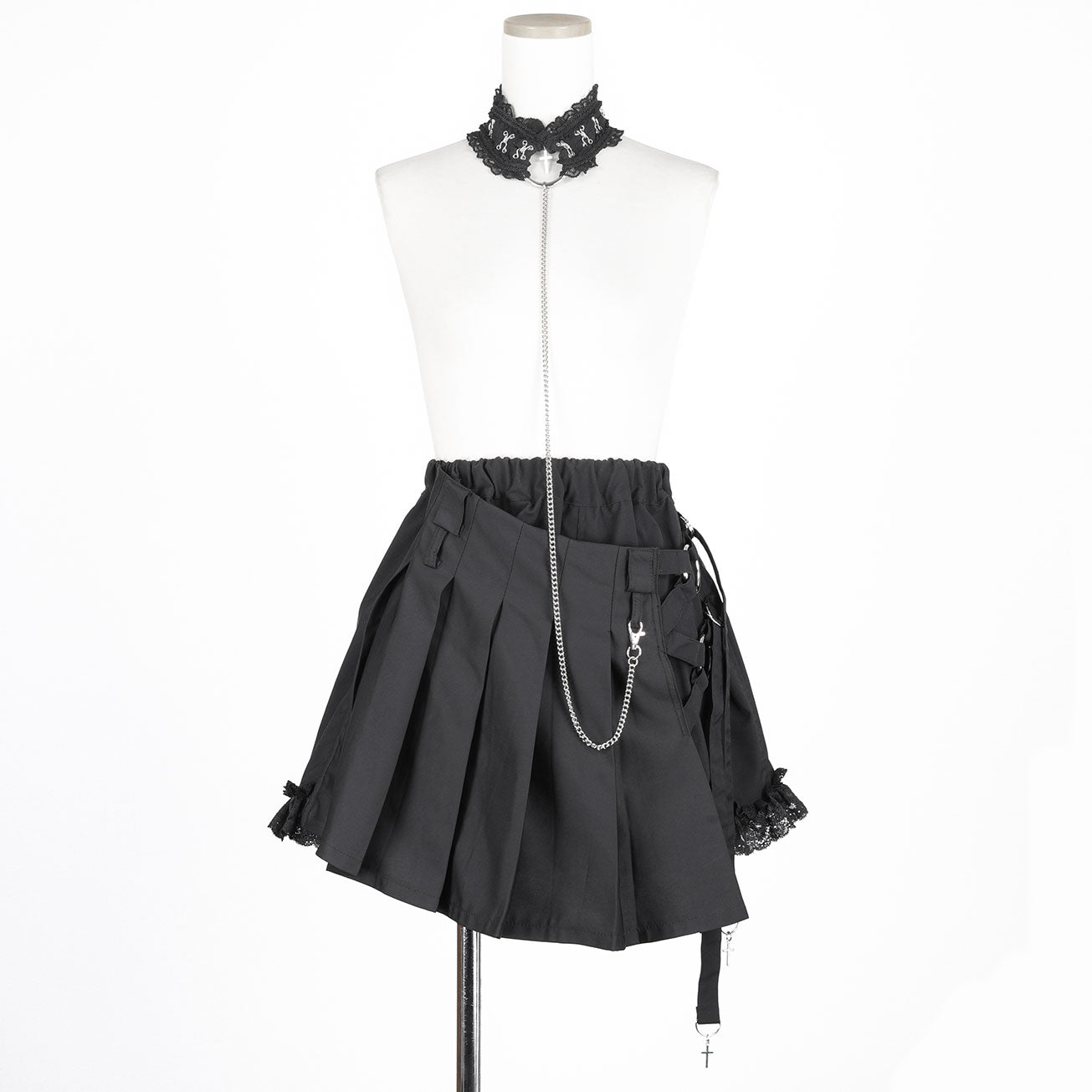 CHAINED CHOKER SKIRT PANTS (BLACK)