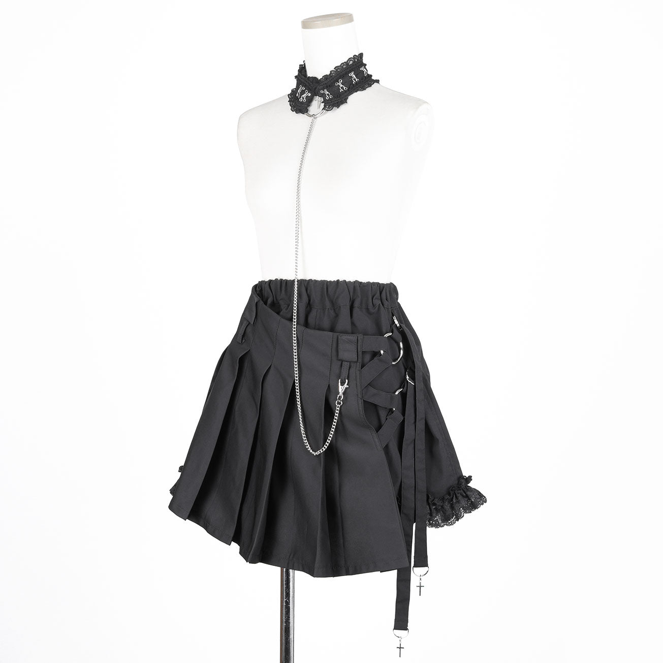 CHAINED CHOKER SKIRT PANTS (BLACK)