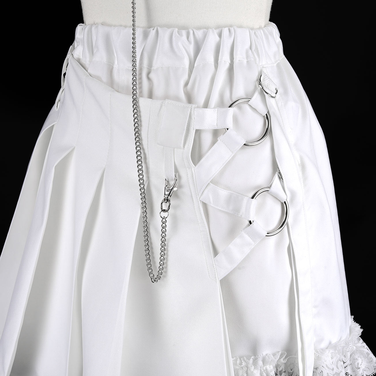 CHAINED CHOKER SKIRT PANTS (WHITE)