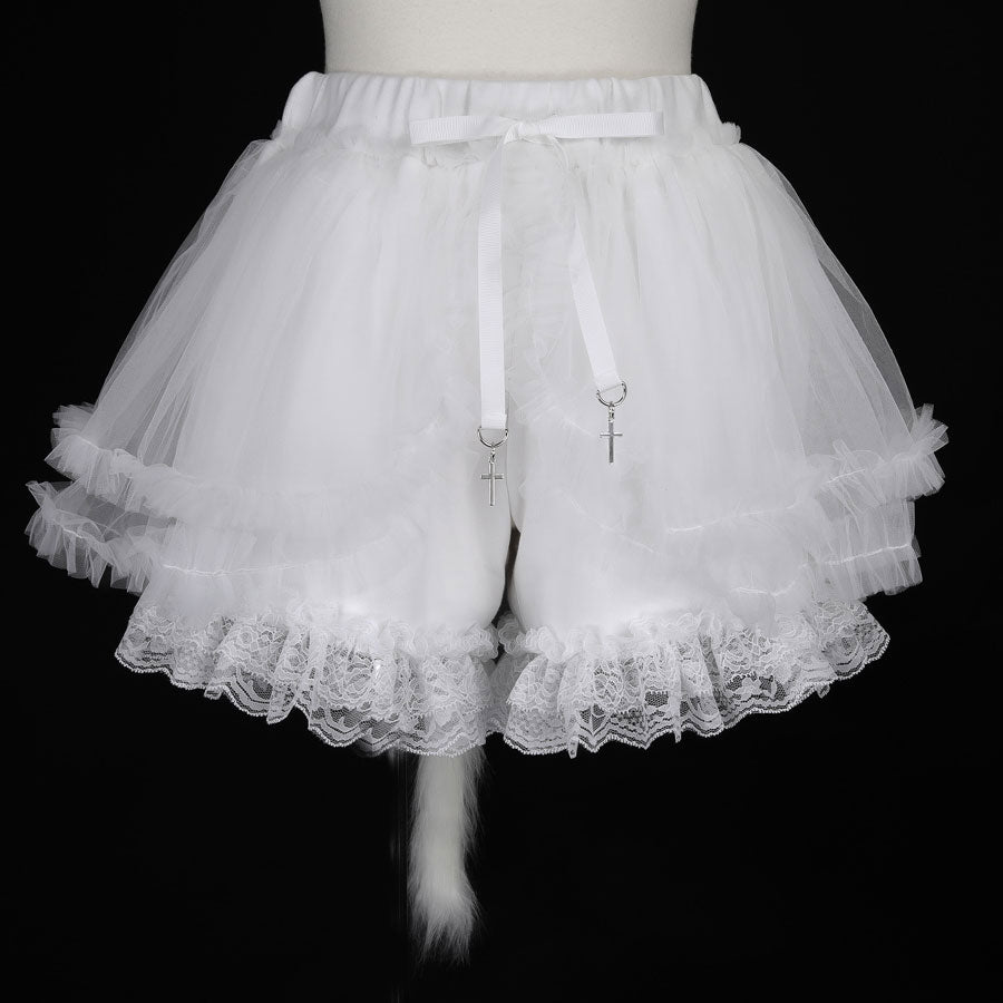 CAT TAIL FRILL MINI PANTS (WHITE)