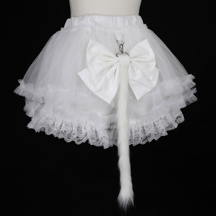 CAT TAIL FRILL MINI PANTS (WHITE)