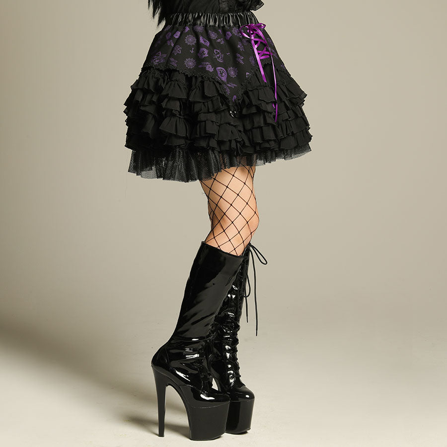 H&amp;A MINI FRILL SKIRT (BLACK x PURPLE)