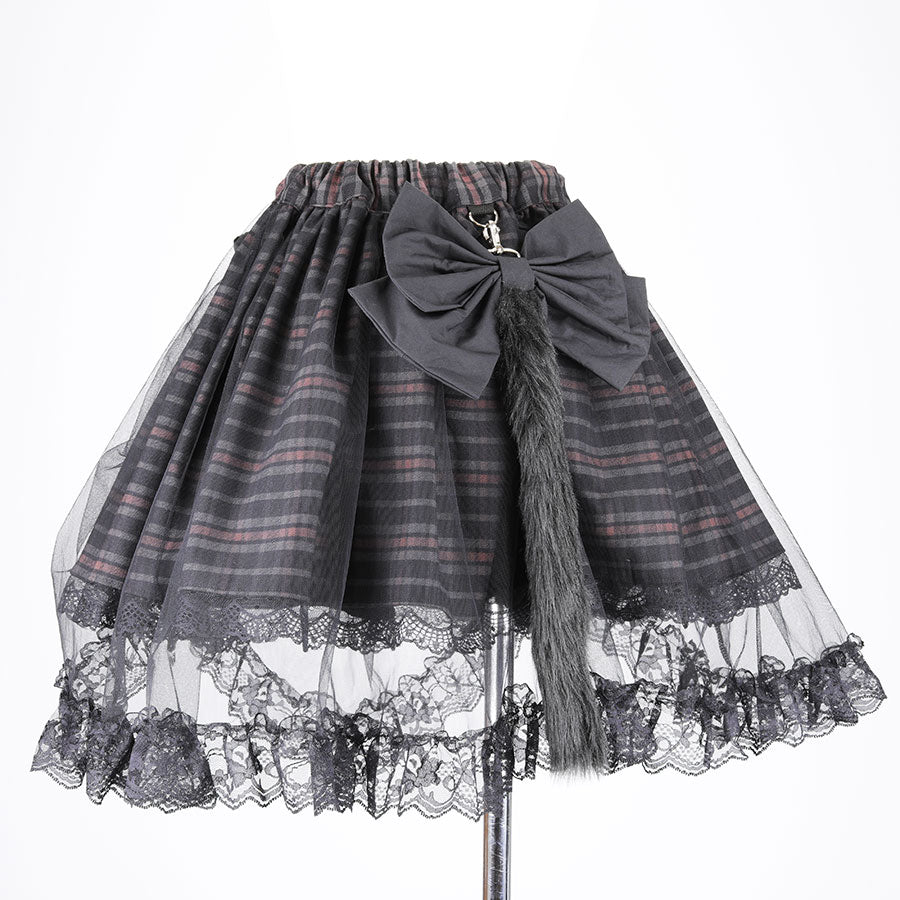 Mini Tulle Tail Skirt (GRAY x CHECK)
