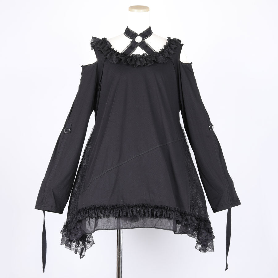 H&A OPEN SHOULDER CHOKER DRESS (BLACK)
