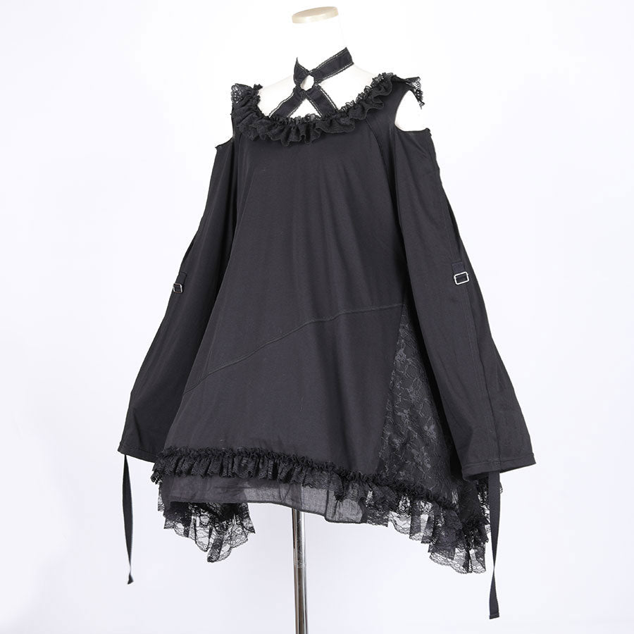 H&A OPEN SHOULDER CHOKER DRESS (BLACK)
