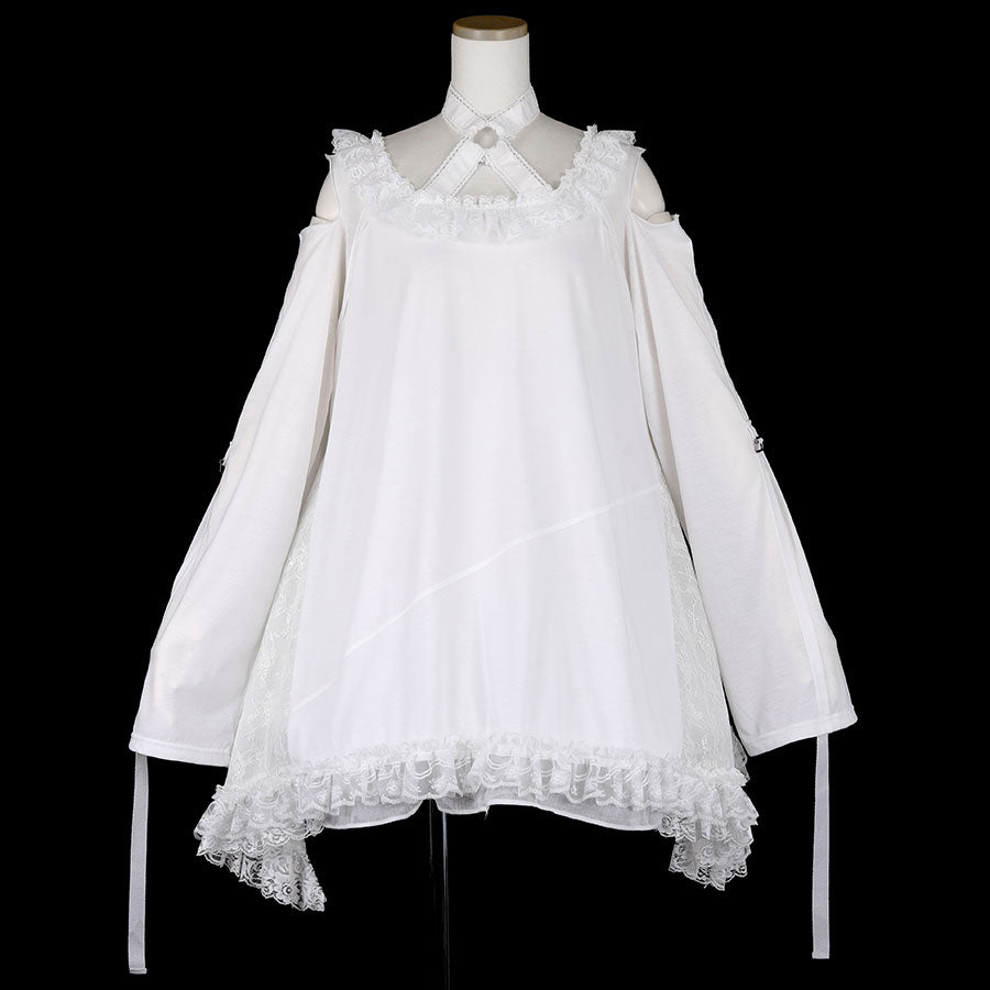 H&A OPEN SHOULDER CHOKER DRESS (WHITE)