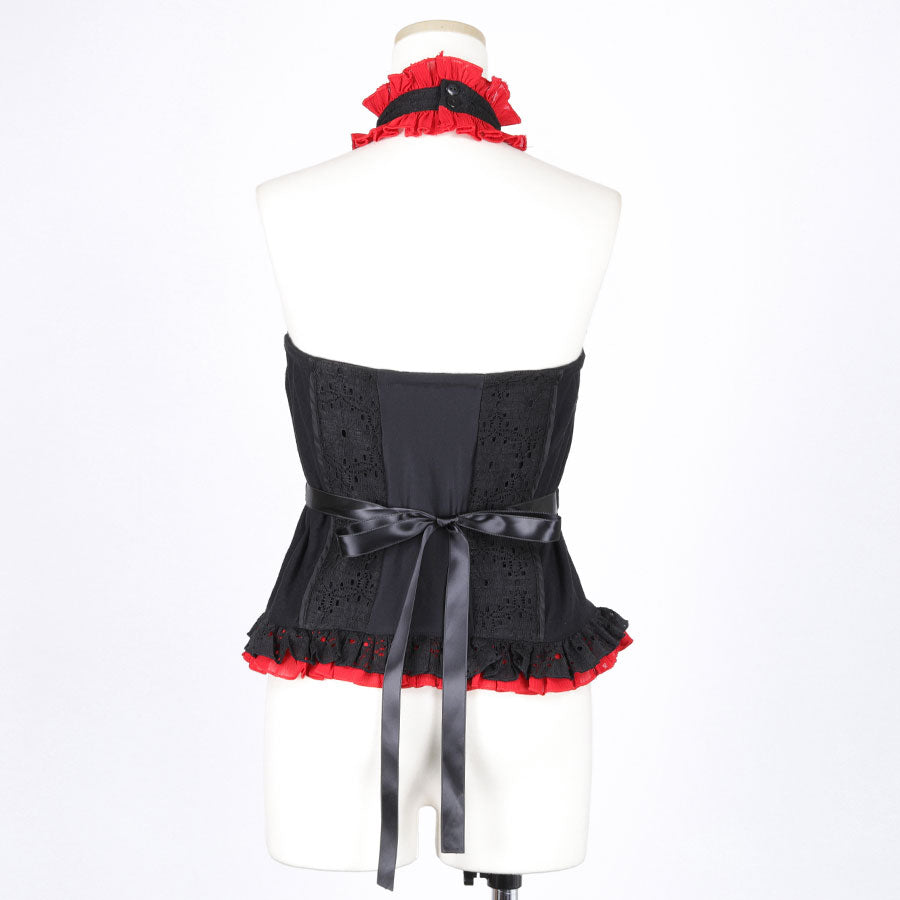 H&A MINI BUSTIER TOP (BLACK x RED)