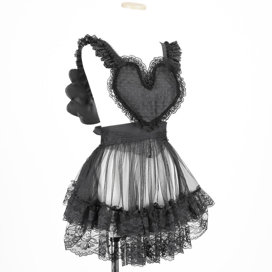 NEQ HEART WING APRON (BLACK)