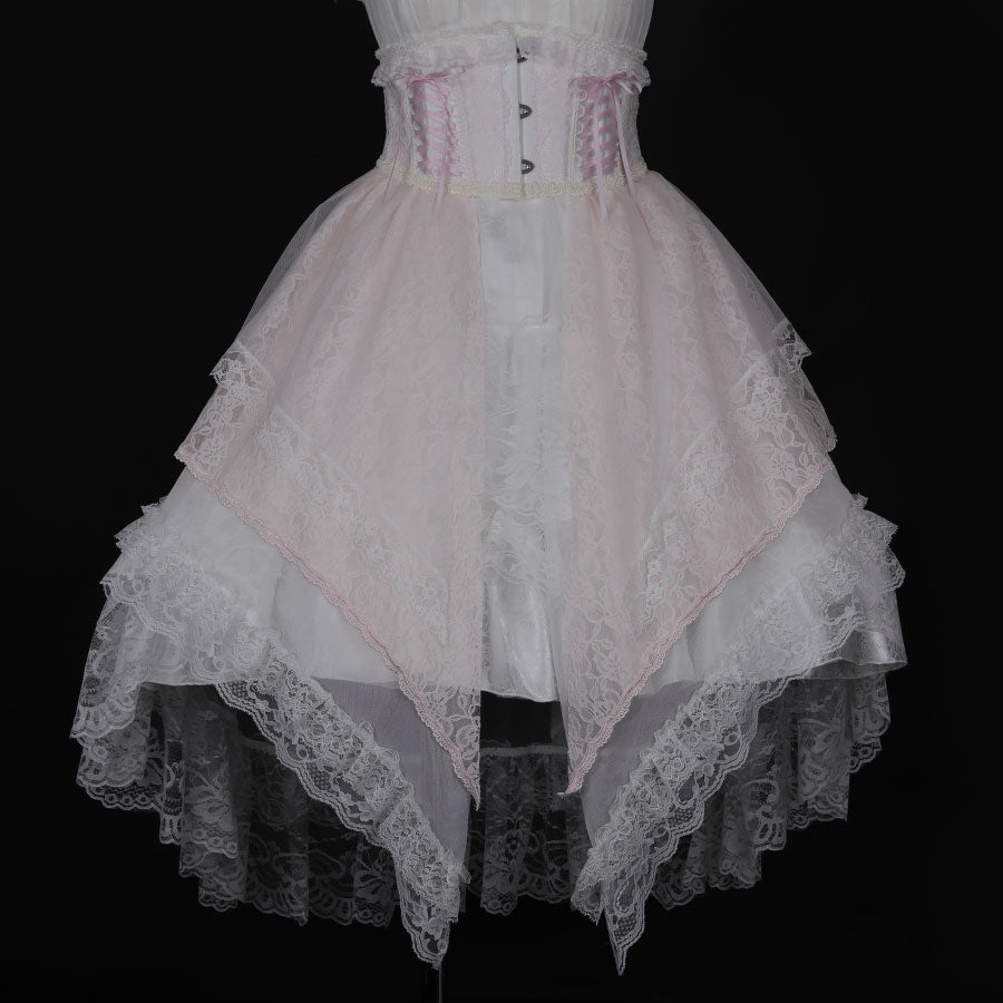 TIERED LACE TAIL VERY SHORT CORSET (PINK)