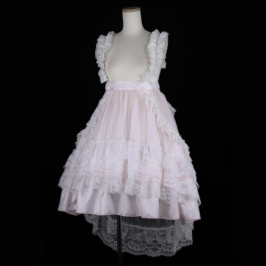 GOTHIC TULLE FISHTAIL DRESS (WHITE x PINK)