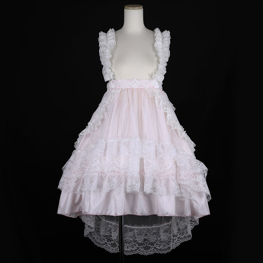 GOTHIC TULLE FISHTAIL DRESS (WHITE x PINK)