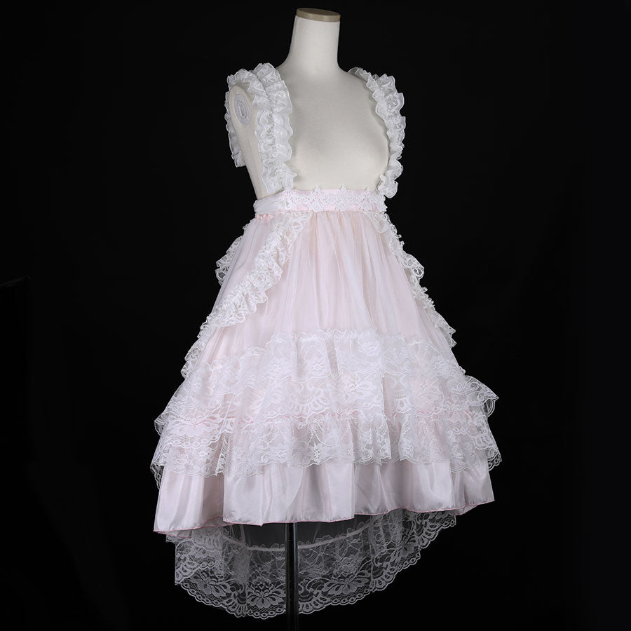 GOTHIC TULLE FISHTAIL DRESS (WHITE x PINK)