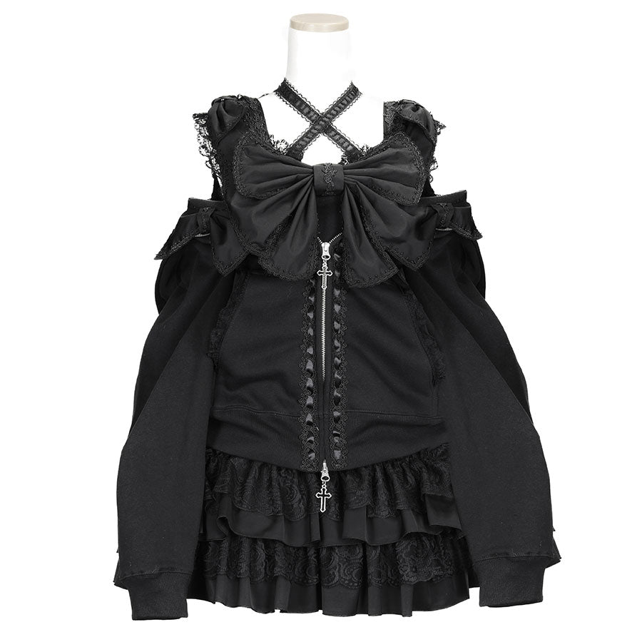 [1个月预订] RIBBON HOLLIC PARKA 连衣裙（黑色）